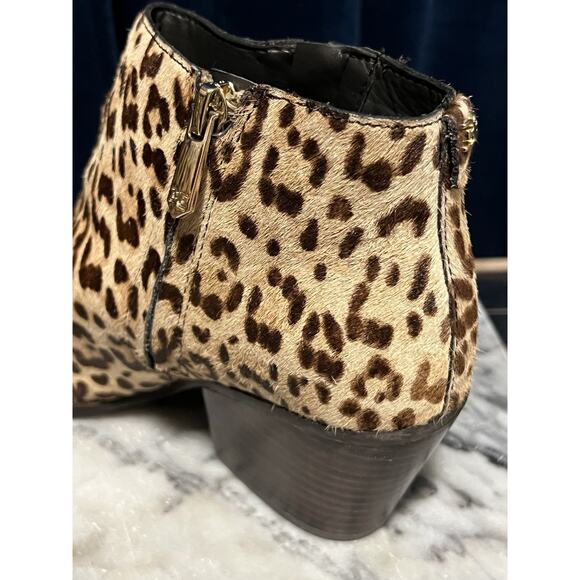Sam Edelman WALDEN Leopard Print Calf Hair Double Zip Ankle Booties 6.5 - Picture 6 of 10